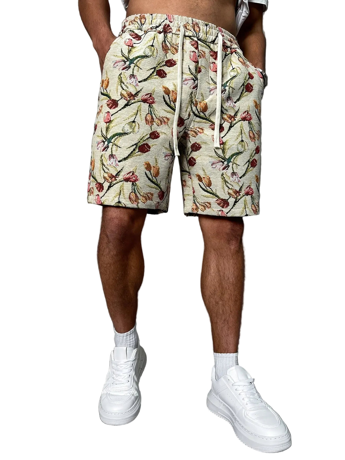 Men’s Floral Shorts with Drawstring
