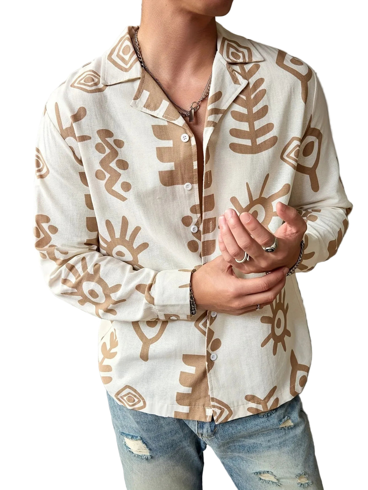 Men’s Long-Sleeve Shirt with Graphic Print
