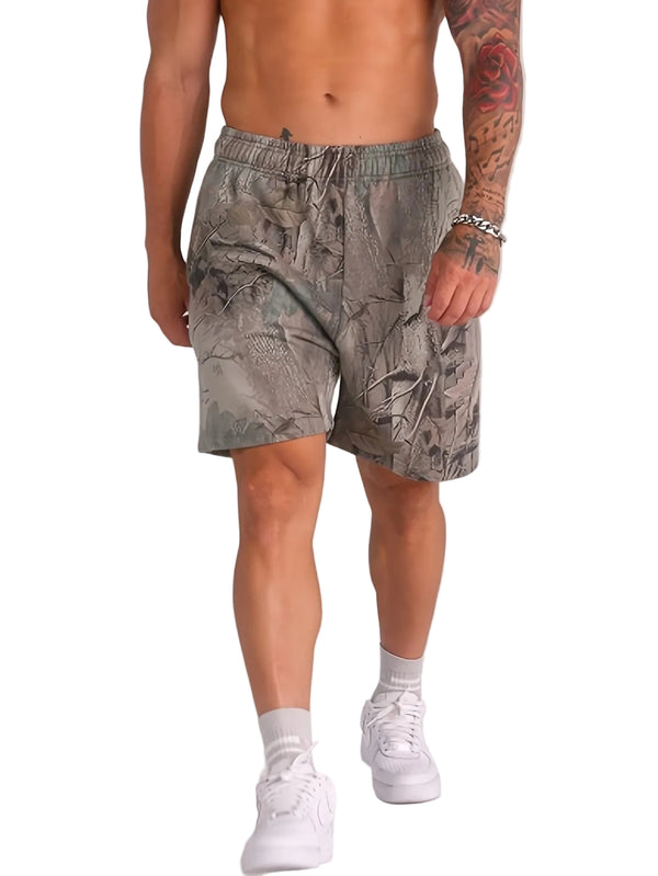 Men’s Shorts with Tree and Leaf Camouflage Print