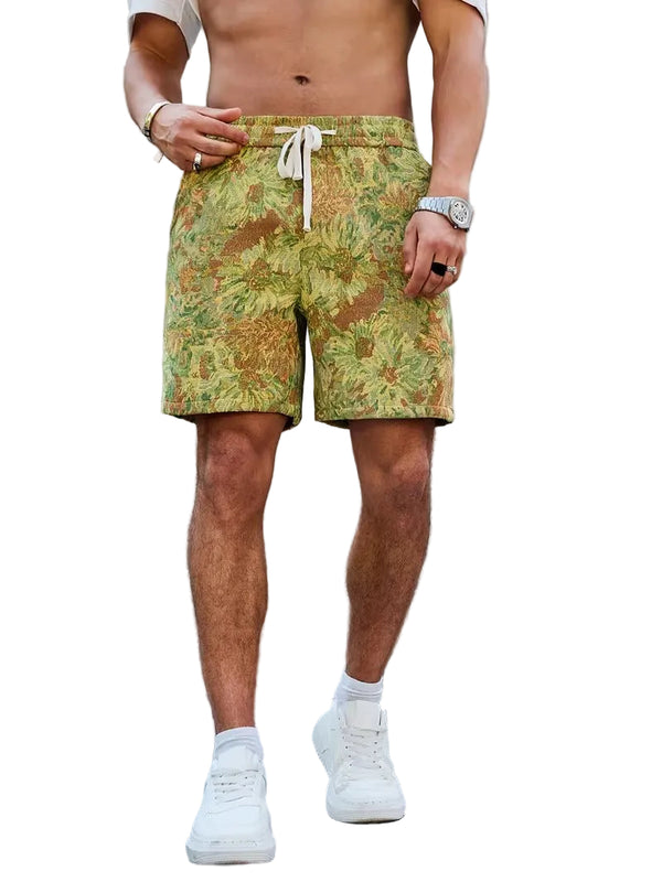 Men’s Straight-Leg Floral Shorts with Drawstring
